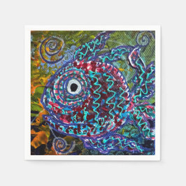 魚のナプキン スタンダードカクテルナプキン