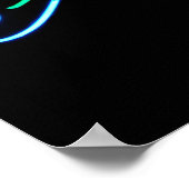 魚のネオンの看板のある海 ポスター (角)