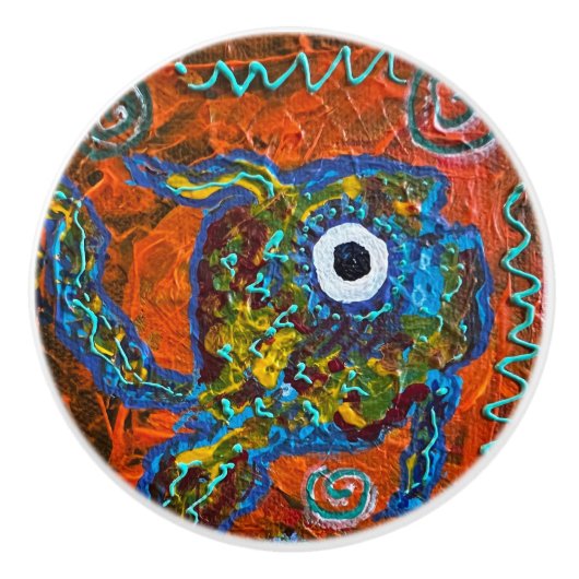 魚のノブの引っ張り セラミックノブ (正面)