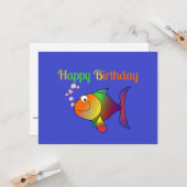 魚のバブルちゃん、かわいいカラフルな、 カード (正面/裏面インサイチュ)