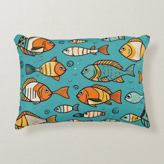 魚のパターンの贈り物アイディア アクセントクッション (正面)