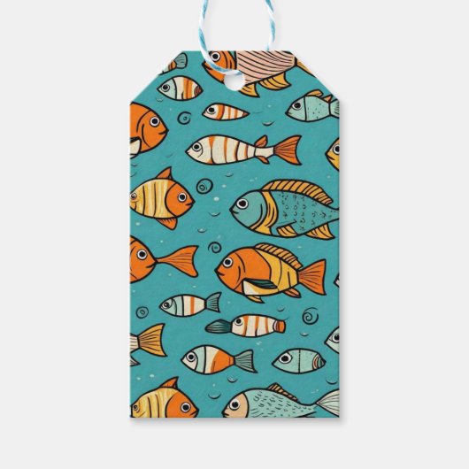 魚のパターンの贈り物アイディア ギフトタグ (正面)