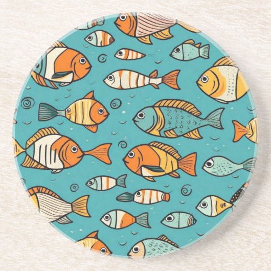 魚のパターンの贈り物アイディア コースター (正面)