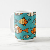 魚のパターンの贈り物アイディア コーヒーマグカップ (正面左)