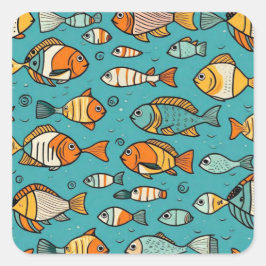 魚のパターンの贈り物アイディア スクエアシール