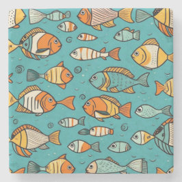 魚のパターンの贈り物アイディア ストーンコースター