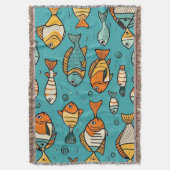 魚のパターンの贈り物アイディア スローブランケット (正面縦)