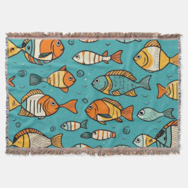 魚のパターンの贈り物アイディア スローブランケット