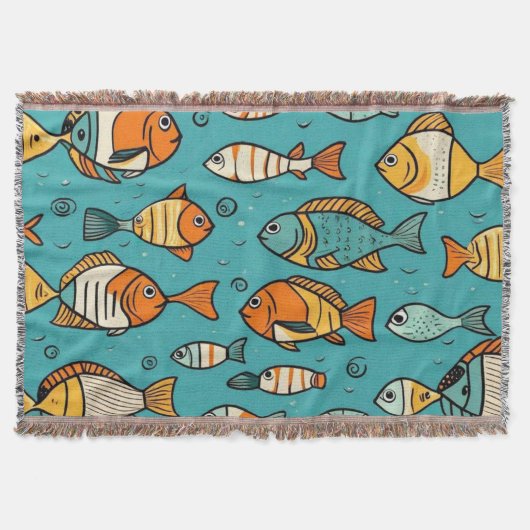 魚のパターンの贈り物アイディア スローブランケット (正面)