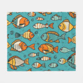 魚のパターンの贈り物アイディア フリースブランケット (正面(横))