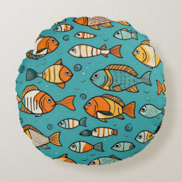 魚のパターンの贈り物アイディア ラウンドクッション