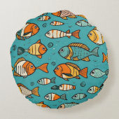 魚のパターンの贈り物アイディア ラウンドクッション (裏面)