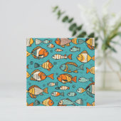 魚のパターンの贈り物アイディア 招待状 (スタンド正面)