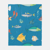 魚のパターン水中スケッチパイク フリースブランケット (正面)