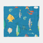 魚のパターン水中スケッチパイク フリースブランケット (正面(横))