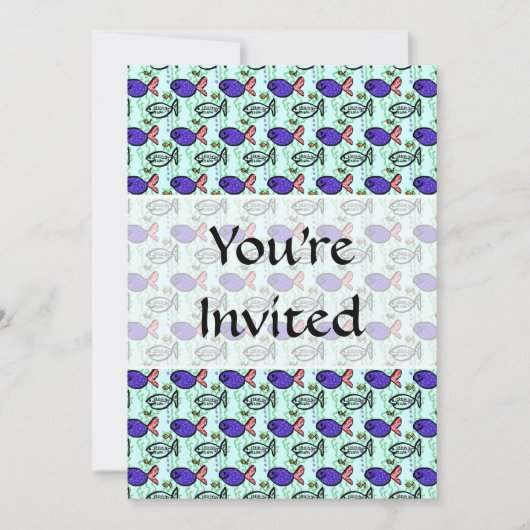 魚のパターン。青魚幽霊魚。 招待状 (正面)