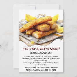 魚のフライ&チップス – シーフカジュアルィードパーティの招待状 招待状