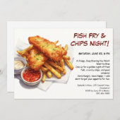 魚のフライ&チップス – シーフカジュアルィードパーティの招待状 招待状 (正面/裏面)