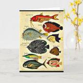 魚のプリント カード (黄色い花)