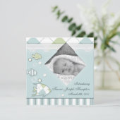 魚のベビーのAnnoucementの熱帯男の子 案内状 (スタンド正面)