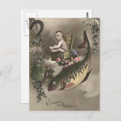 魚のベビー4葉クローバーポアソンダブリル ポストカード (正面/裏面)