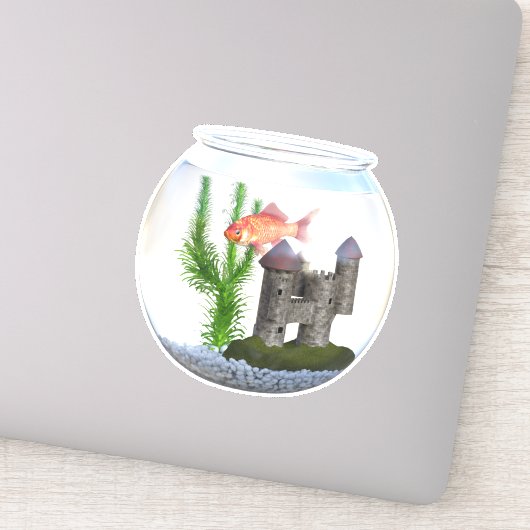 魚のボウル金ゴールド魚の水族館かわいい シール (詳細)