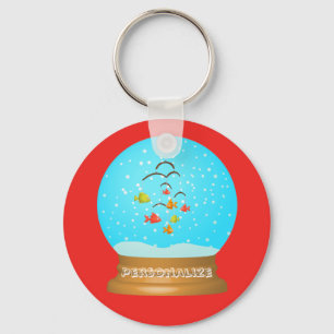 魚のボウル雪のグローブキーチェーン キーホルダー