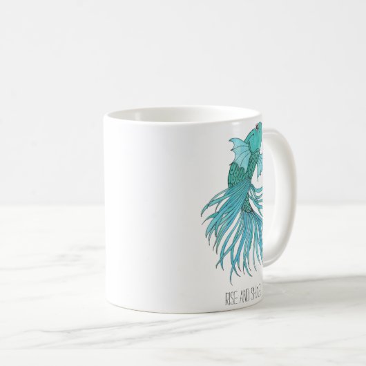 魚のマグカップを上げ輝かせる コーヒーマグカップ (正面右)