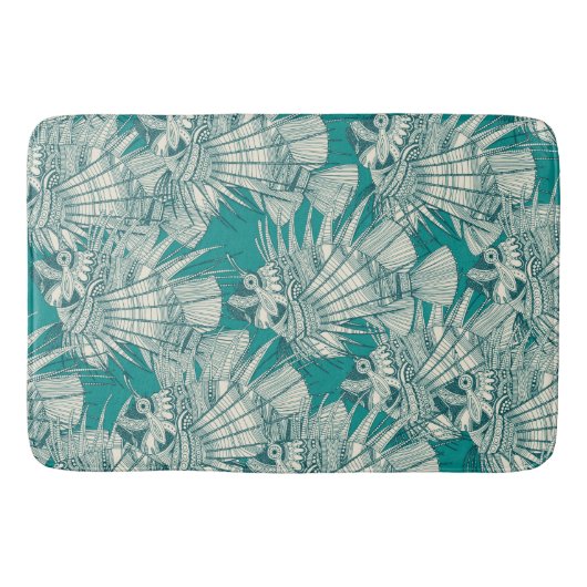 魚のミラージュティール（緑がかった色） バスマット (正面)