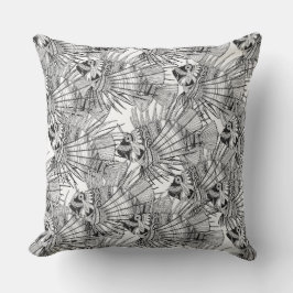 魚のミラージュ白黒 クッション