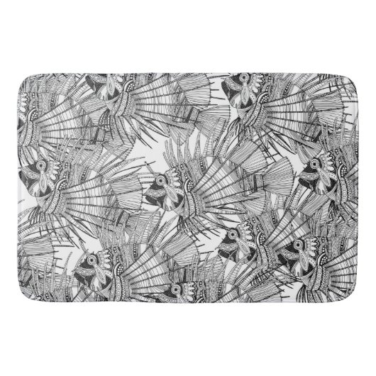 魚のミラージュ白黒 バスマット (正面)