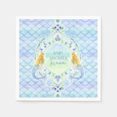 魚のモダンスケール人魚の赤ちゃんシャワー水色 スタンダードカクテルナプキン (正面)