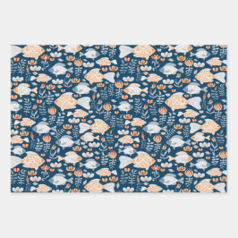 魚のモダン柄 ラッピングペーパーシート