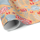 魚のモダン柄 ラッピングペーパー (ロールコーナー)