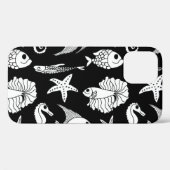 魚のモチーフ:白黒柄 Case-Mate iPhoneケース (裏面 (横))