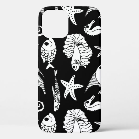 魚のモチーフ:白黒柄 Case-Mate iPhoneケース (裏面)