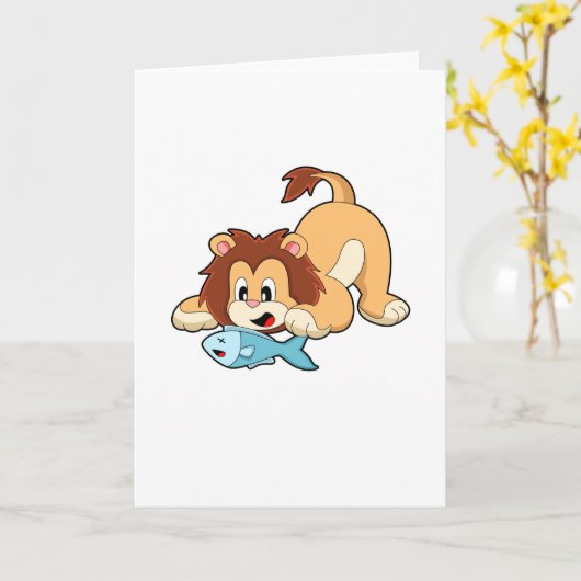 魚のライオン カード (黄色い花)