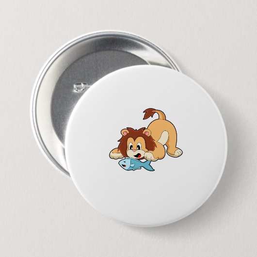 魚のライオン 缶バッジ (正面&裏面)