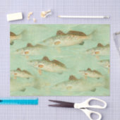 魚のヴィンテージの色のイラストレーションパターン 薄葉紙 (クラフト)