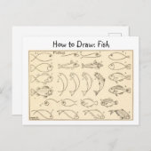 魚のヴィンテージはがきを描く ポストカード (正面/裏面)