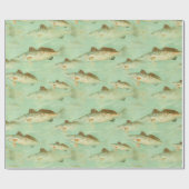 魚のヴィンテージ色のイラストレーションパターン ラッピングペーパー (フラット)