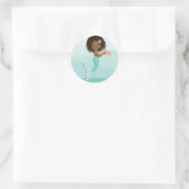 魚の丸いステッカー付きアフリカ系アメリカ人マーメイド ラウンドシール (バッグ)