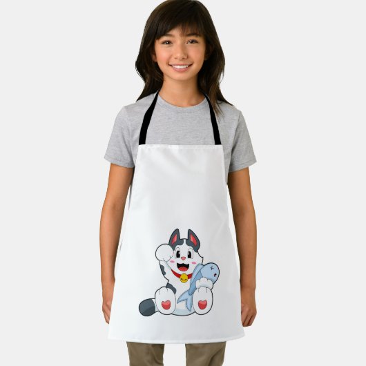 魚の付いた猫 エプロン (インサイチュ)