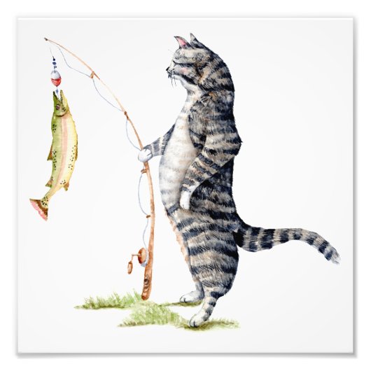 魚の付いた猫 フォトプリント            (正面)