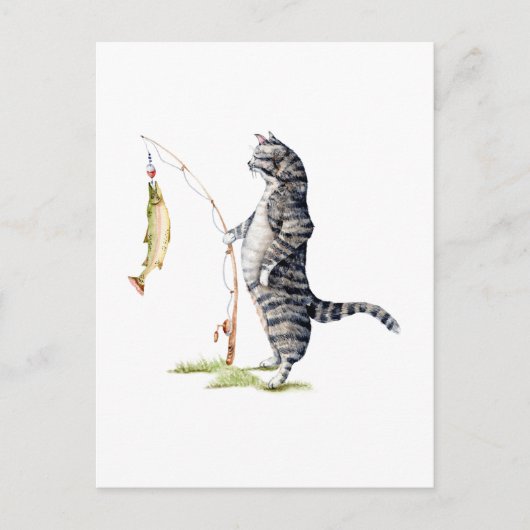 魚の付いた猫 ポストカード (正面)