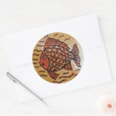 魚の入った木製の装飾。 ラウンドシール (封筒)