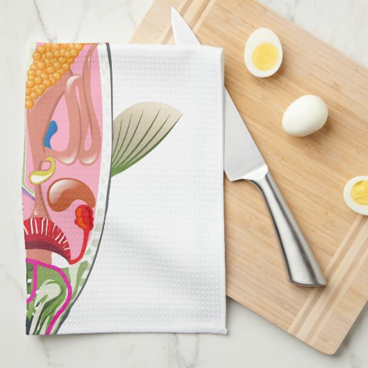 魚の内臓のベクトル芸術の図表の解剖学 キッチンタオル (四つ折り)