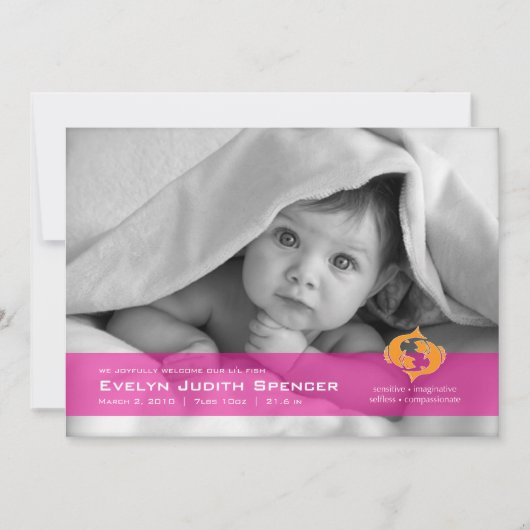 魚の写真の誕生のお知らせ 案内状 (正面)
