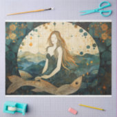 魚の初期の海を切り離す人魚 薄葉紙 (クラフト)