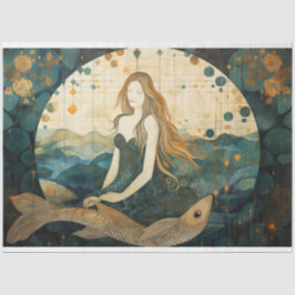 魚の初期の海を切り離す人魚 薄葉紙